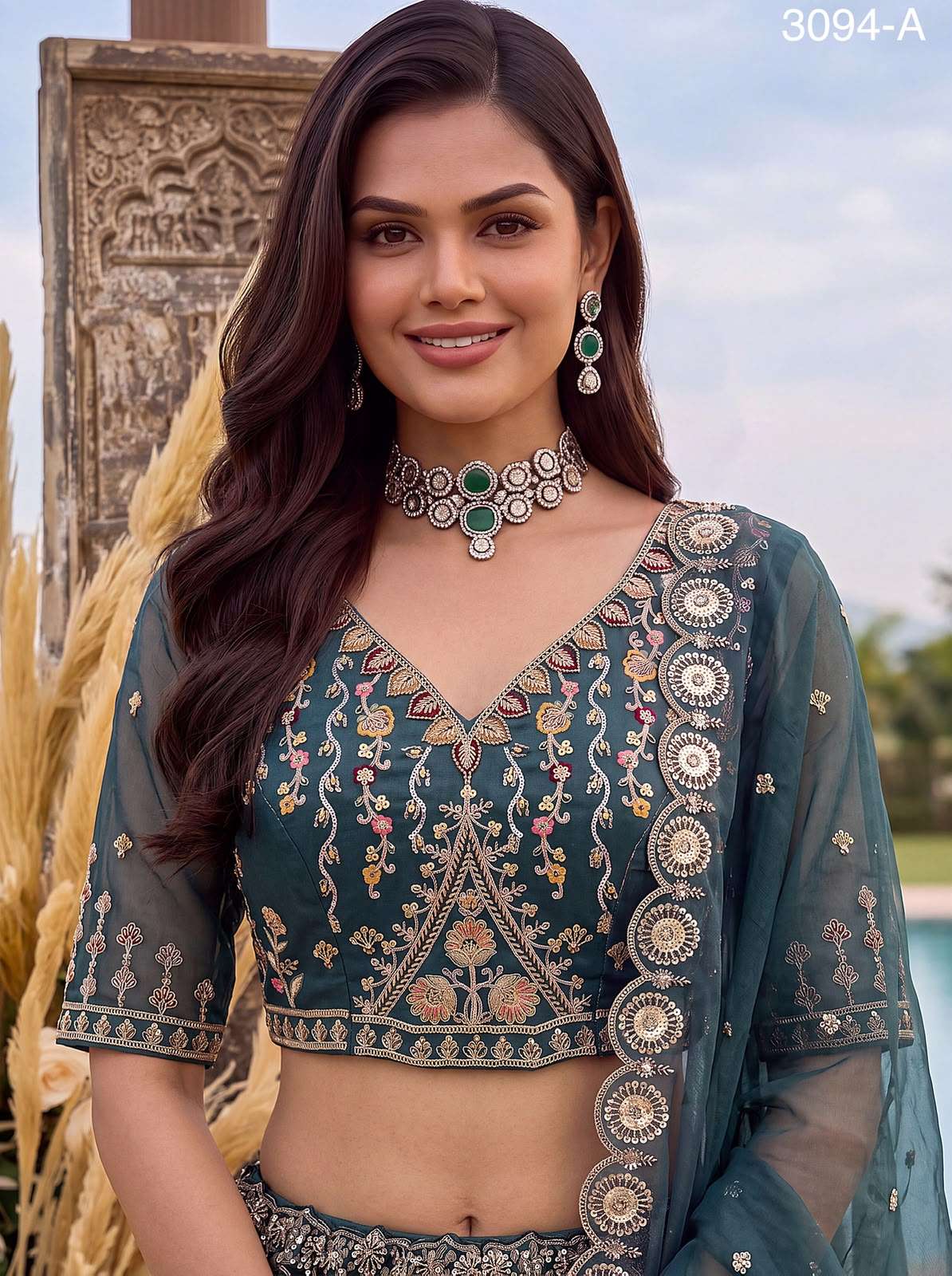 Art Of beautiful Work in Shaded Color Designer Chandnia Silk fabric Lehenga Choli Wholesale in surat 3094